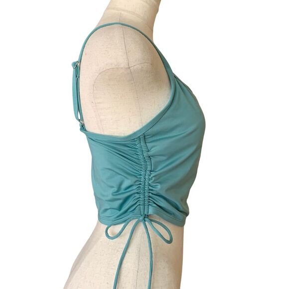 Hurley Women’s Teal Swimwear Top Side Drawstring, Removable Pads Size M - Picture 3 of 9